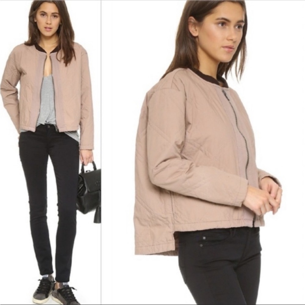 Free People Pink Quilted Bomber Jacket S